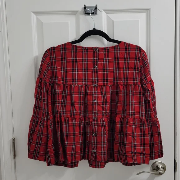 Madewell Plaid Babydoll Blouse - Picture 3 of 7
